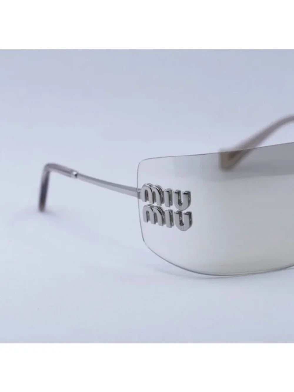 Miu Miu MU54YS 1BC10F Geometric Sunglasses - Silver/Pale Gold Mirror
